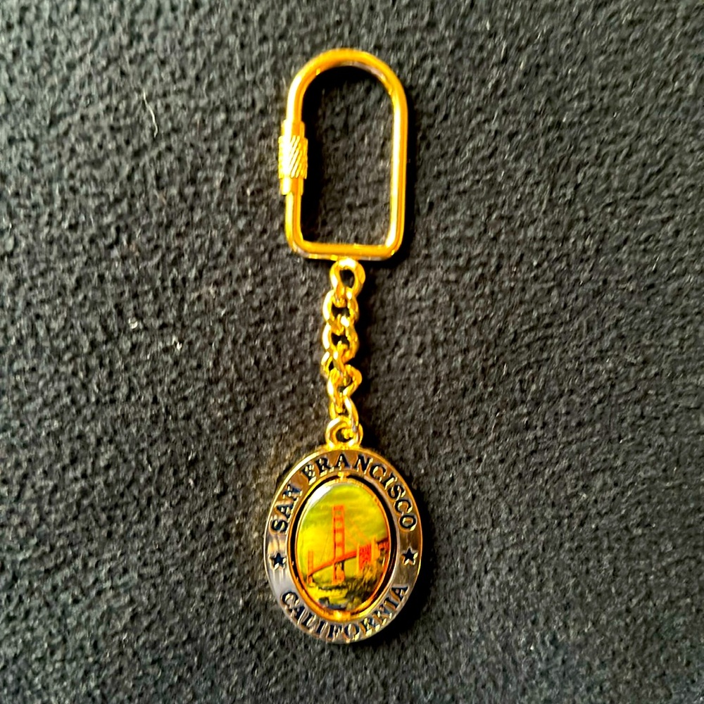 Vintage San Francisco California Trolley Spinner Keychain Golden Gate Bridge